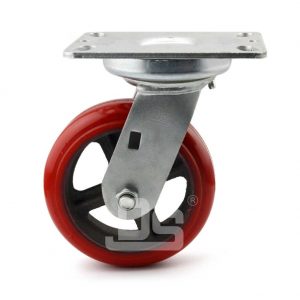 Rubber-Shock-Absorbing-Polyurethane-Cast-Iron-Swivel-Caster-wheels-1